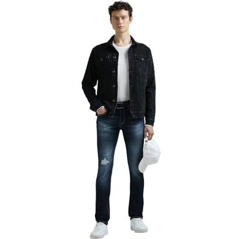 Pepe Jeans Men's Mid Rise Slim Fit Jeans Dark Used