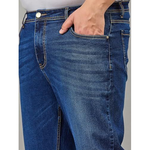 Style Quotient Men Plus Size Dark Blue Tapered Fit Mid Rise Stretchable Jeans