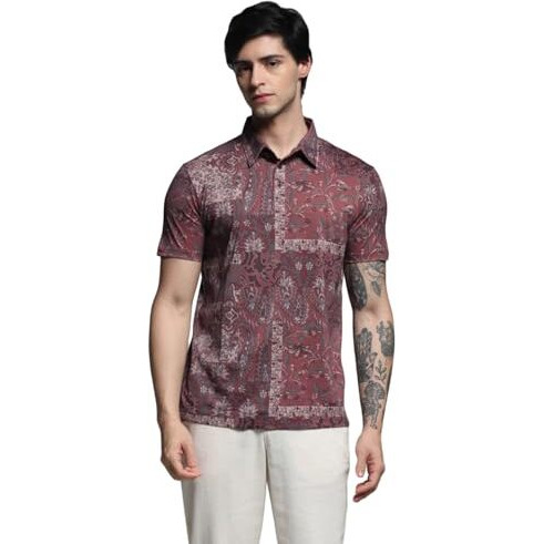 Jack & Jones Men Regular Fit Maroon Tshirt