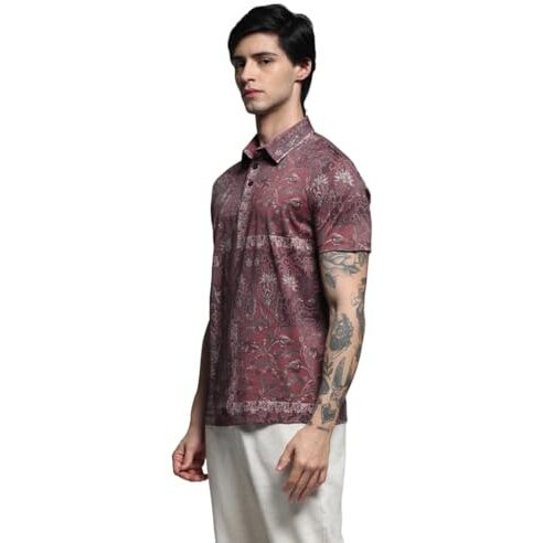 Jack & Jones Men Regular Fit Maroon Tshirt