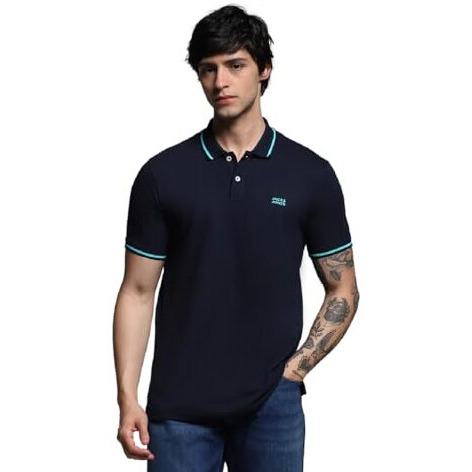 Jack & Jones Men's Regular Fit Navy Blue Tshirt