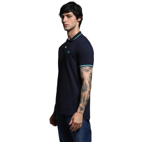 Jack & Jones Men's Regular Fit Navy Blue Tshirt