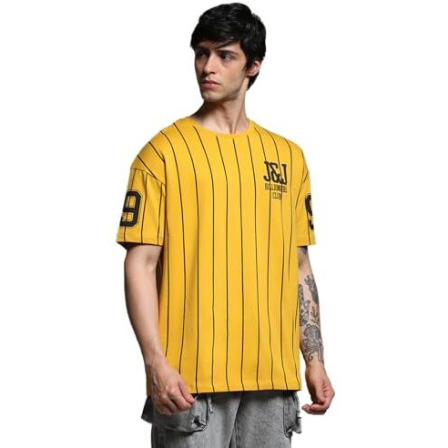 Jack & Jones Men's Oversized Fit Yellow Tshirt