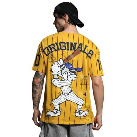 Jack & Jones Men's Oversized Fit Yellow Tshirt