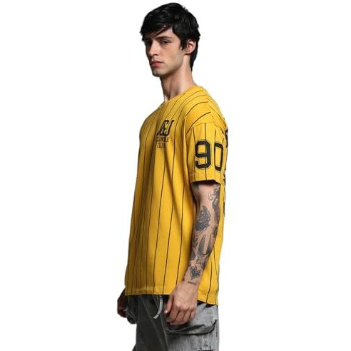 Jack & Jones Men's Oversized Fit Yellow Tshirt