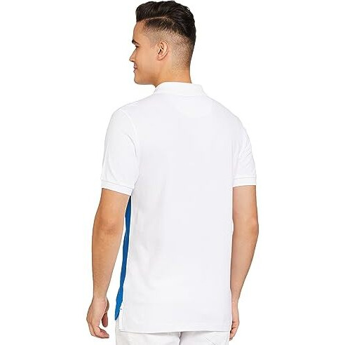 U.S. Polo Assn. Men's Colour Block Slim Fit Cotton Polo Shirt (Ustshs1579_White_White_L)