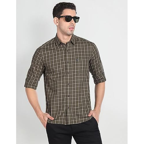 Arrow Men's Slim Fit Shirt (Asadosh02253_Olive Green