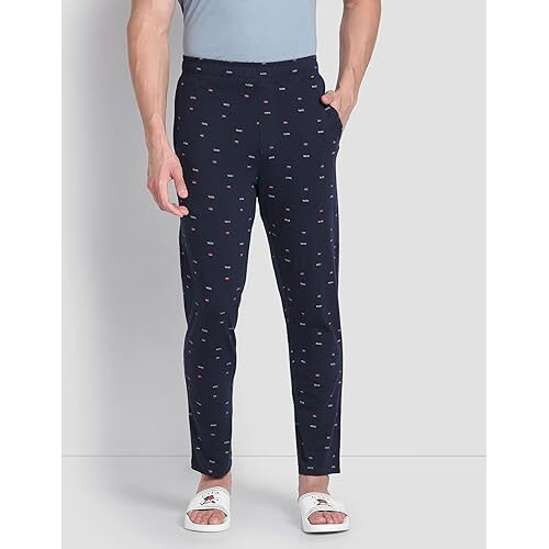 U.S. Polo Assn. Men Signature Print Lp002 Lounge Classic Pants-Pack Of 1 (Navy L), Mid Rise