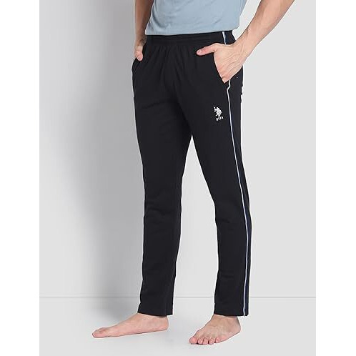 U.S. Polo Assn. Men's Solid Lr001 Lounge Track Pants - Pack Of 1 (Black M) | Fit Type Relaxed