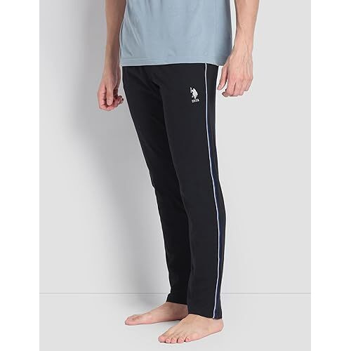 U.S. Polo Assn. Men's Solid Lr001 Lounge Track Pants - Pack Of 1 (Black M) | Fit Type Relaxed