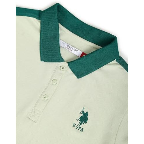 U.S. Polo Assn. Women's Contrast Detail Slim Polo Shirt (Uwaw23Tsh008_Green_Xl)