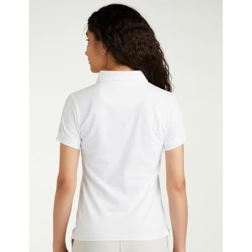 U.S. Polo Assn. Women's Metallic Logo Pique Polo Shirt (Uwaw23Tsh016_White_S)