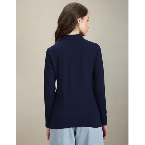 U.S. Polo Assn. Women's Gold Crest Slim Polo Shirt (Uwaw23Tsh018_Blue_M)