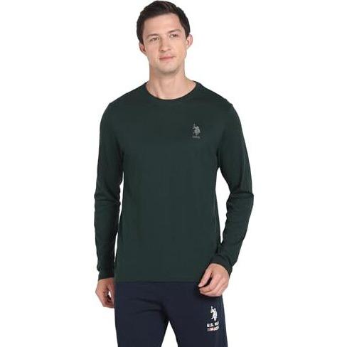 U.S. Polo Assn. Men's Cotton Regular Fit T-Shirt (I693-Pl_Scarab, Medium,Black