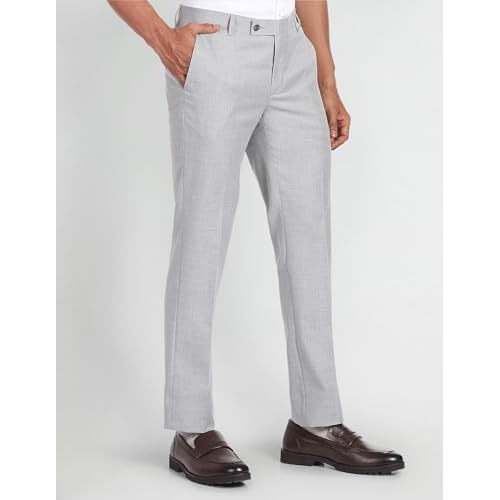 Arrow Men's Solid Tailored Fit Polyester Formal Trouser