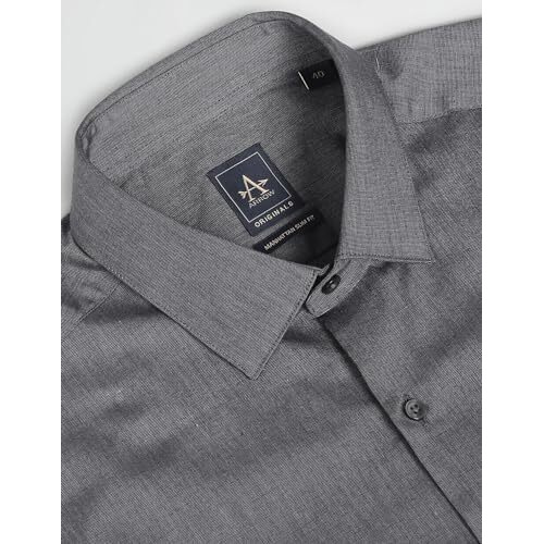 Arrow Men's Grey Heathered - Cutaway Collar Full Sleeves Formal Shirt With Chest Pocket | Cotton Fabric | Slim Fit