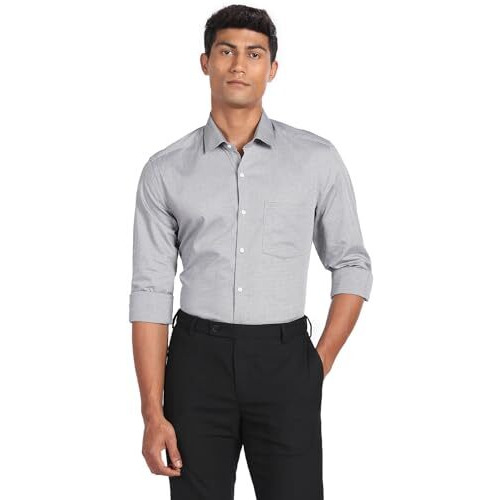 Arrow Men's Grey Formal Shirt | Full Sleeves | Chest Pocket | Cotton Fabric | Slim Fit