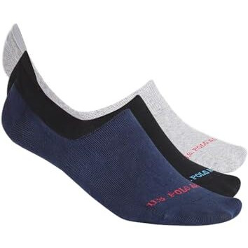 U.S. Polo Assn. Men Cotton Silicone Grip No Show I646 Socks - Pack Of 3 Grey Mel,Navy,Black