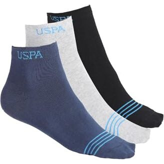 U.S. Polo Assn. Cotton Men Ankle Length Stretch I646 Regular Socks - Pack Of 3 Grey,Black,Navy, Multicolor