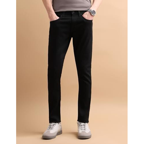 U.S. Polo Assn. Men's Mid Rise Tapered Jeans (Udjeno1285 Black, 32