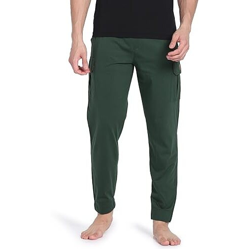 U.S. Polo Assn. Men Lightweight Utility Oj002 Lounge Mid Rise Cargo Joggers - Pack Of 1 (Bottle Green Xl)