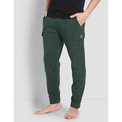 U.S. Polo Assn. Men Lightweight Utility Oj002 Lounge Mid Rise Cargo Joggers - Pack Of 1 (Bottle Green Xl)