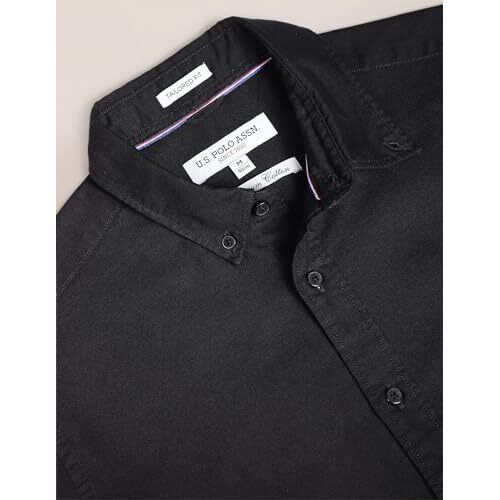 U.S. Polo Assn. Men's Cotton Solid Regular Fit Shirt (Ussht-G75_Black, Large