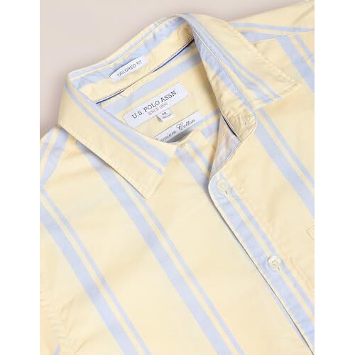 U.S. Polo Assn. Men's Striped Regular Fit Shirt (Ussht-G79_Yellow