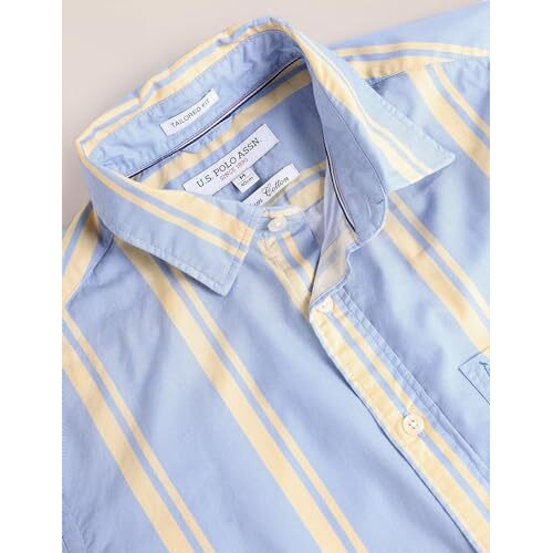 U.S. Polo Assn. Men's Striped Regular Fit Shirt (Ussht-G79_Blue