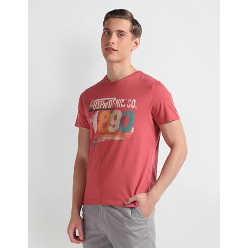 U.S. Polo Assn. Men's Plaid Slim Fit T-Shirt (Udtsh1872_Coral Pink