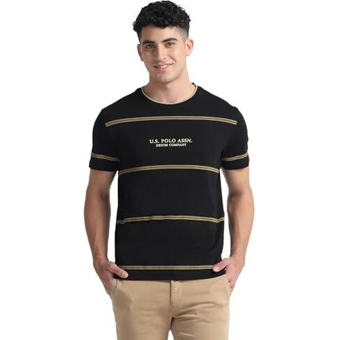 U.S. Polo Assn. Men's Striped Slim Fit T-Shirt (Udtsh1883_Black