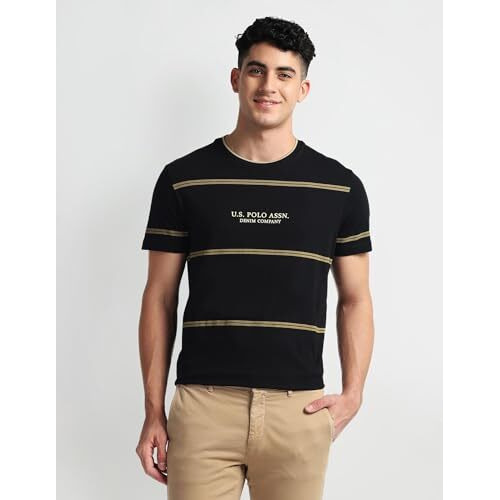 U.S. Polo Assn. Men's Striped Slim Fit T-Shirt (Udtsh1883_Black