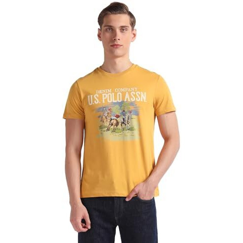 U.S. Polo Assn. Men's Plaid Slim Fit T-Shirt (Udtsh1909_Mustard