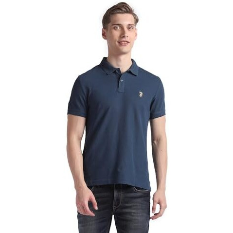 U.S. Polo Assn. Men's Solid Slim Fit Polo Shirt (Udtsh1929_Blue