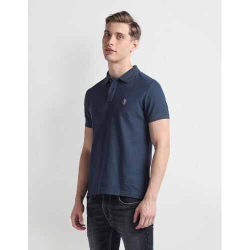 U.S. Polo Assn. Men's Solid Slim Fit Polo Shirt (Udtsh1929_Blue