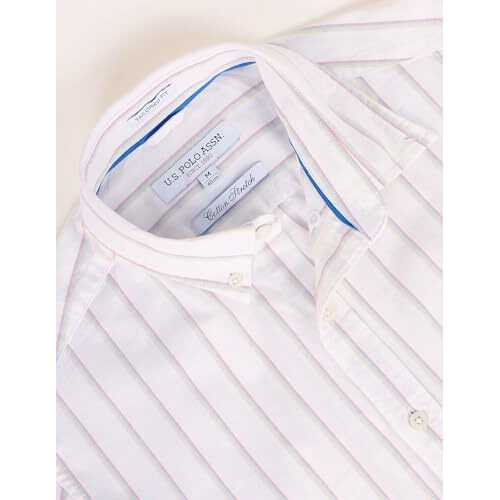 U.S. Polo Assn. Men's Striped Regular Fit Shirt (Ussht1914_Ivory