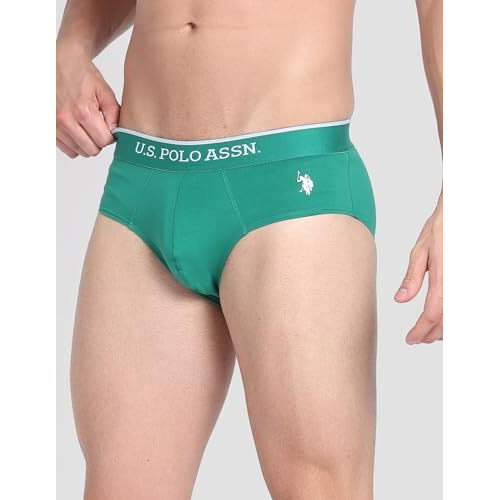 U.S. Polo Assn. Men's Cotton Stretch Antibacterial Eb004 Classic Briefs (Pack Of 3) Black | Bistro Green | Navy