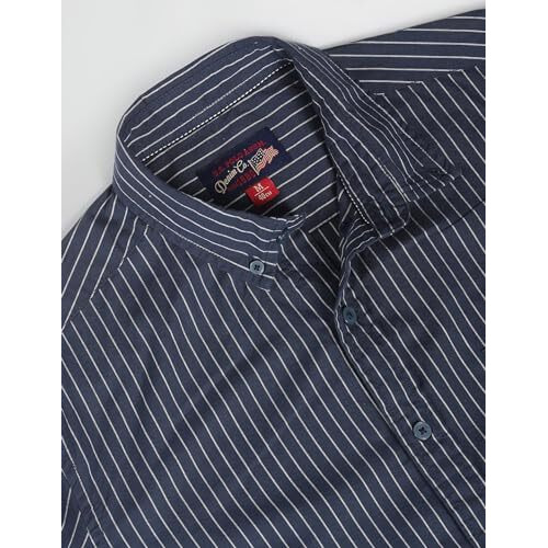 U.S. Polo Assn. Men's Cotton Striped Slim Fit Shirt (Udsht0922_Navy,40