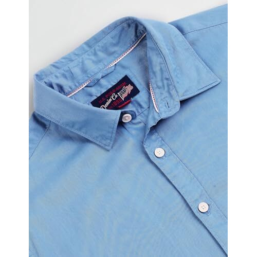 U.S. Polo Assn. Cotton Men's Solid Slim Fit Shirt (Udsht0952_Blue, Large