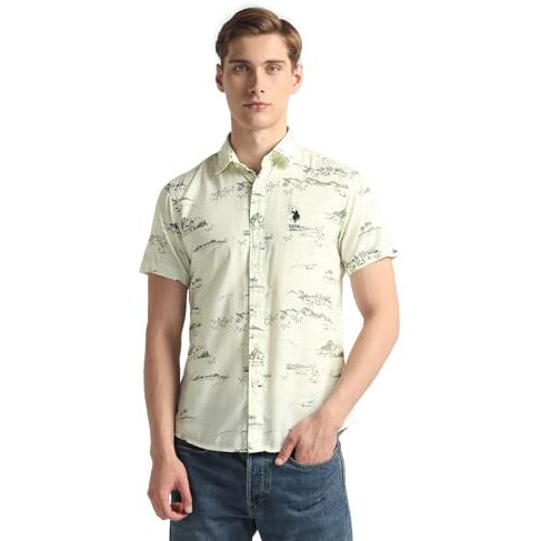 U.S. Polo Assn. Men's Plaid Slim Fit Shirt (Udsht0968_Ivory