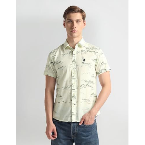 U.S. Polo Assn. Men's Plaid Slim Fit Shirt (Udsht0968_Ivory
