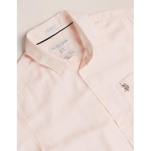 U.S. Polo Assn. Men's Woven Design Regular Fit Shirt (Ussht1917_Pink