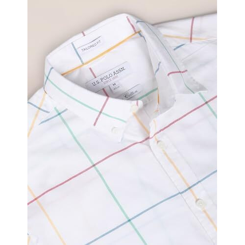 U.S. Polo Assn. Men's Checkered Regular Fit Shirt (Ussht1927_White