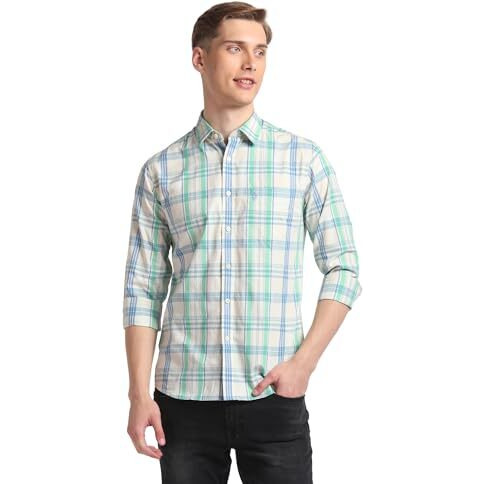 U.S. Polo Assn. Men's Cotton Checkered Regular Fit Shirt (Ussht1928_Light Green, Xl