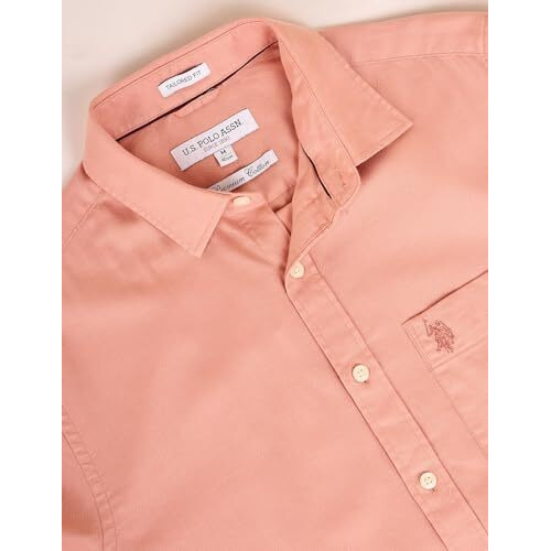 U.S. Polo Assn. Men's Solid Regular Fit Shirt (Ussht1941_Coral