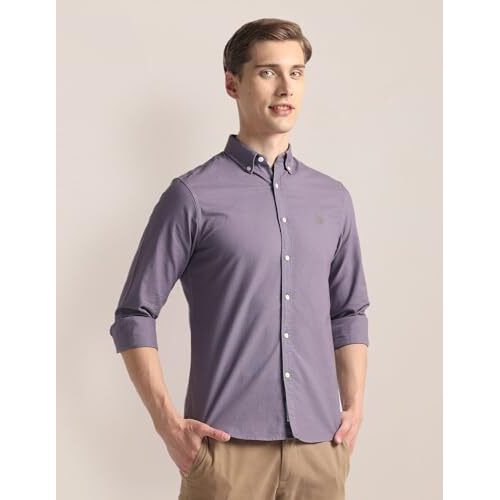 U.S. Polo Assn. Men's Solid Regular Fit Shirt (Ussht1947_Purple