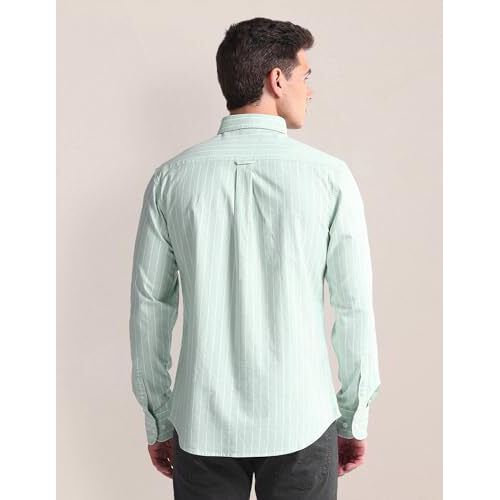 U.S. Polo Assn. Men's Cotton Striped Regular Fit Shirt (Ussht1960_Green, Xl