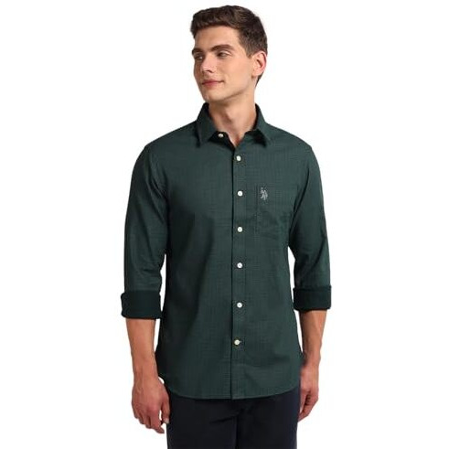 U.S. Polo Assn. Men's Plaid Regular Fit Shirt (Ussht1976_Green