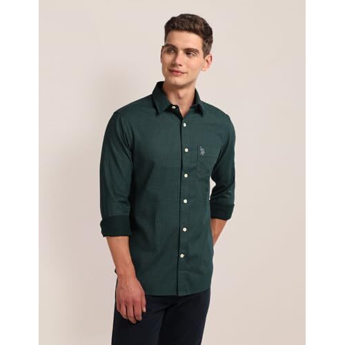 U.S. Polo Assn. Men's Plaid Regular Fit Shirt (Ussht1976_Green