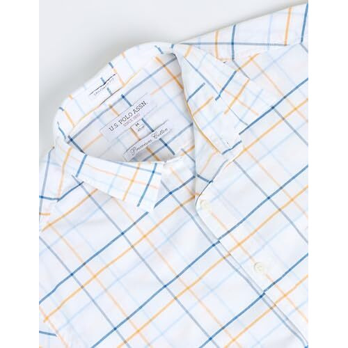 U.S. Polo Assn. Men's Checkered Regular Fit Shirt (Ussht2012_White